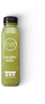 PUR Cold Pressed Celery Kick juice bottle made with pure cold-pressed celery for hydration, digestion, and natural detox support.