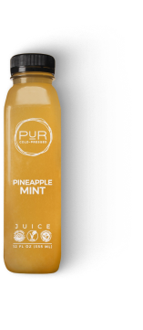 PUR Cold Pressed Pineapple Mint juice bottle made with fresh pineapple, mint, and apple for a refreshing, anti-inflammatory boost.